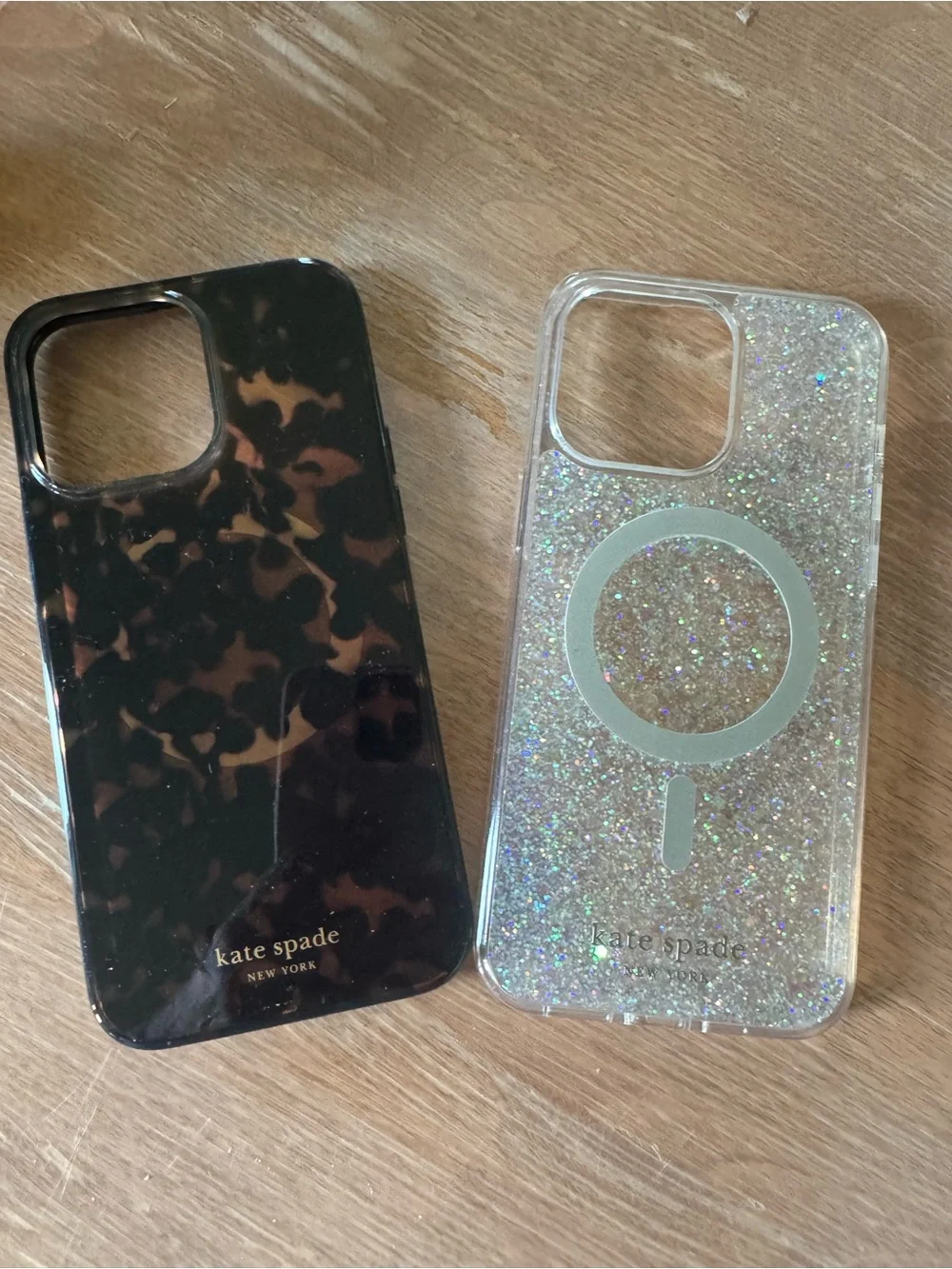 kate spade Black and Brown Tortoiseshell and silver glitter style iPhone Case